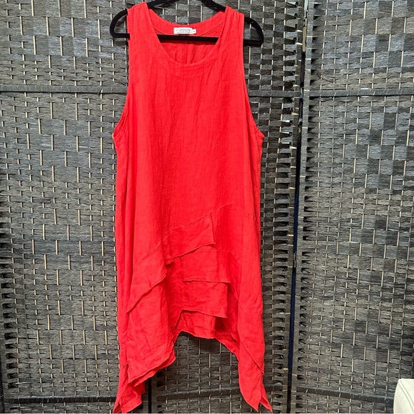 T by Transparente linen tunic dress tiered Aline flowy size 2X - Picture 3 of 8